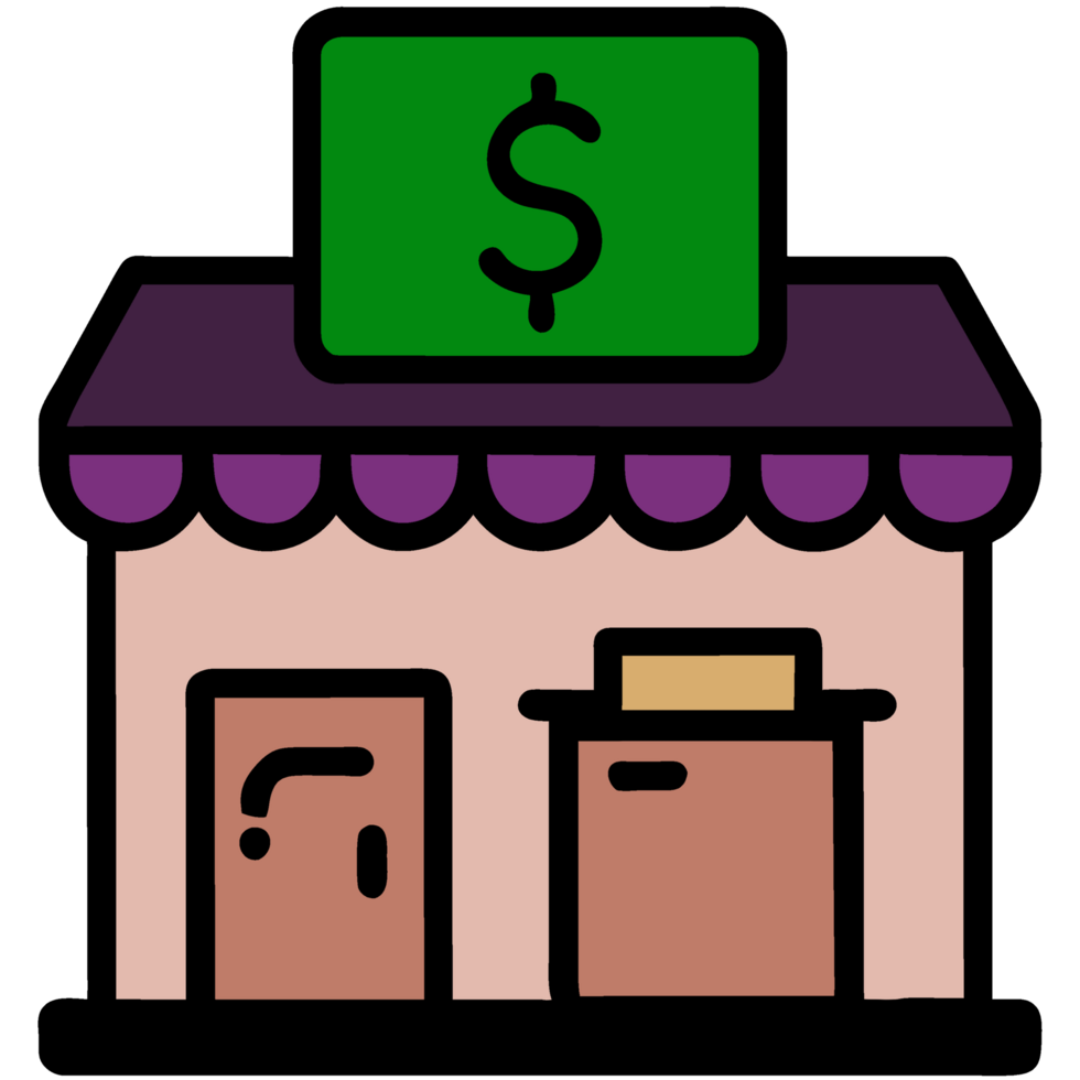 Illustration of a shop with a dollar sign. png