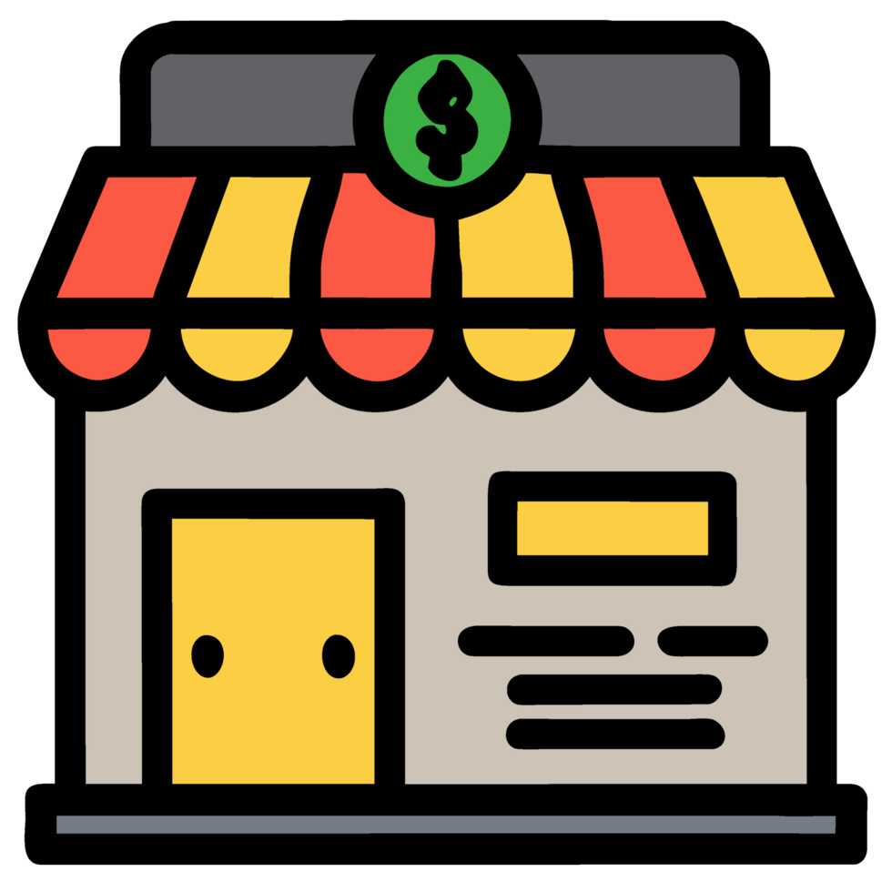 Illustration of a shop with a dollar sign. png