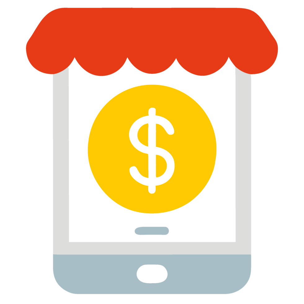 Smartphone with dollar sign on screen flat icon for apps and websites png