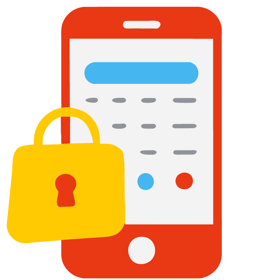 Smartphone with padlock and password icon, Payment security, flat design png