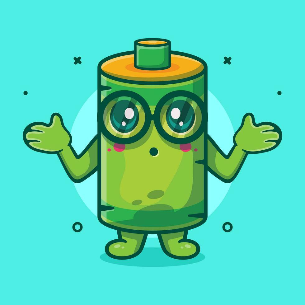 funny battery character mascot with confused gesture isolated cartoon in flat style design vector