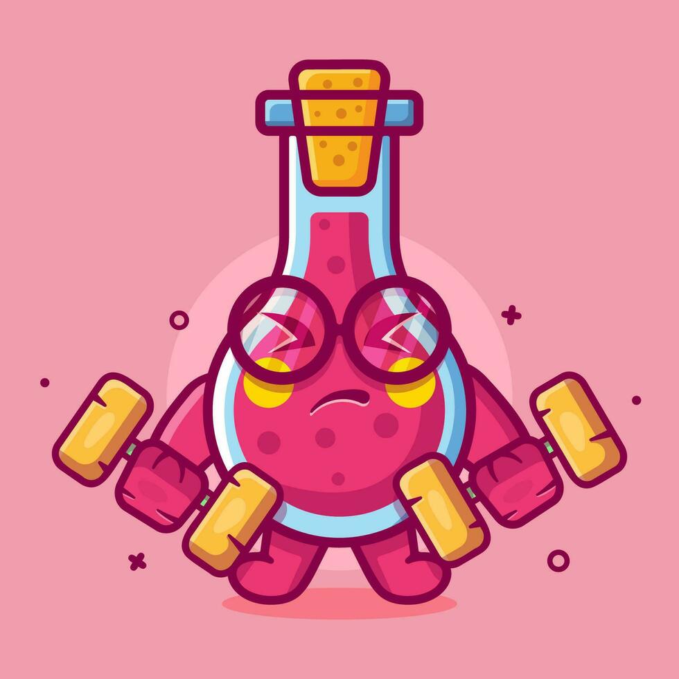 linda matraz vaso personaje mascota haciendo culturismo utilizando pesa aislado dibujos animados en plano estilo diseño vector