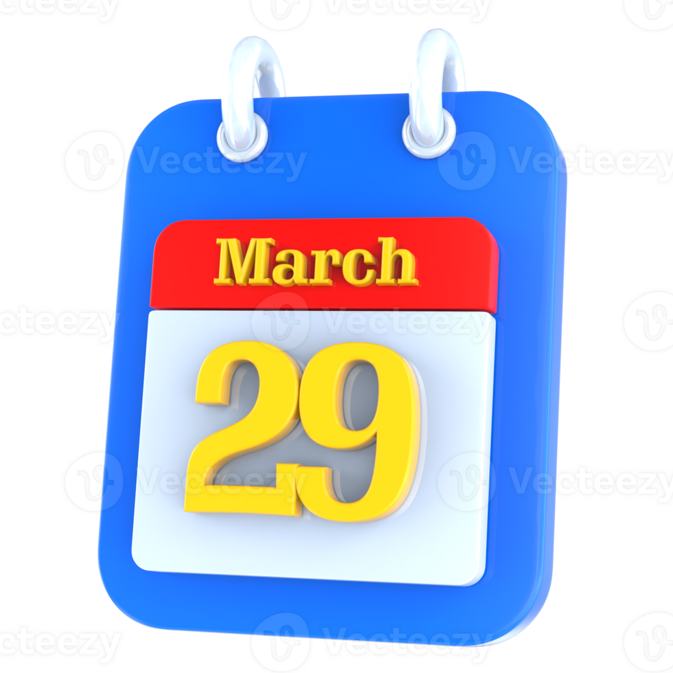 maart kalender 3d icoon dag 29 png