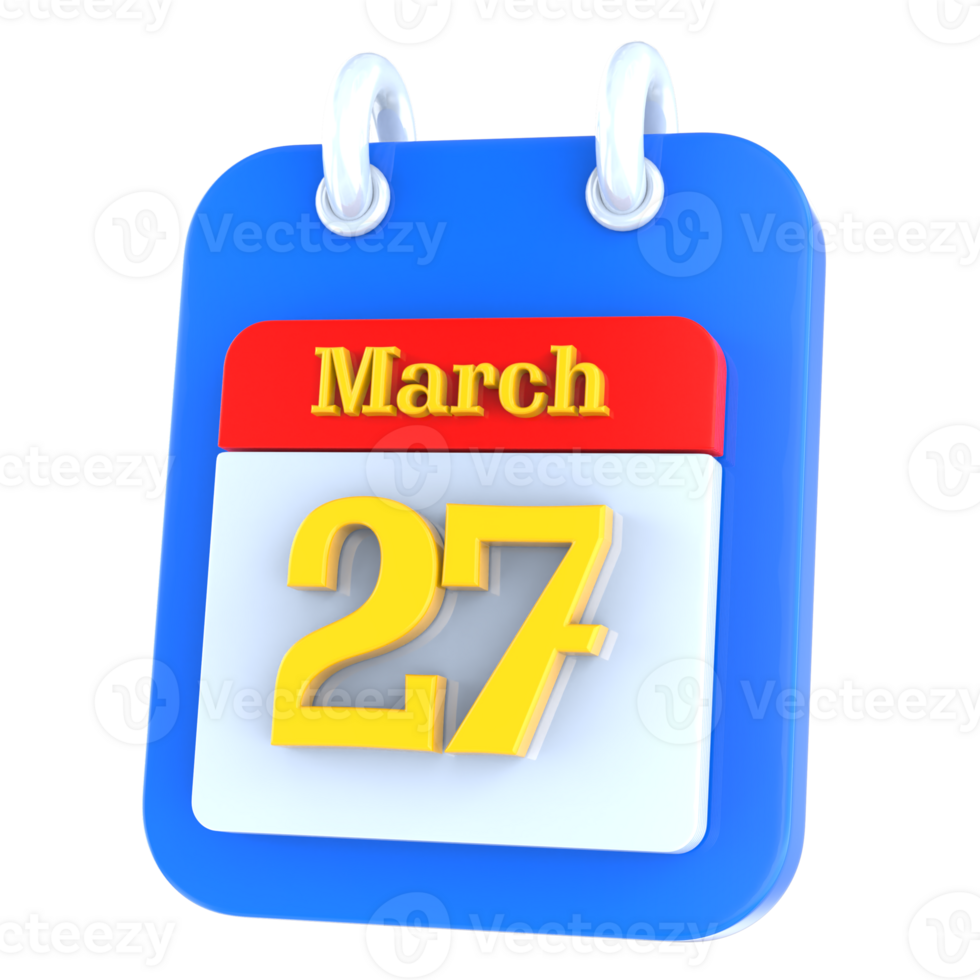 March calendar 3d icon day 27 png