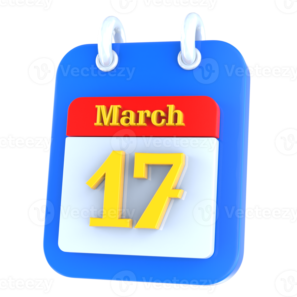 March calendar 3d icon day 17 png