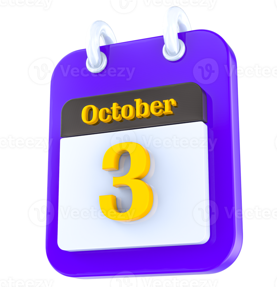 October calendar 3D day 3 png