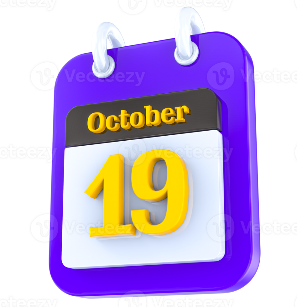 octubre calendario 3d día 19 png