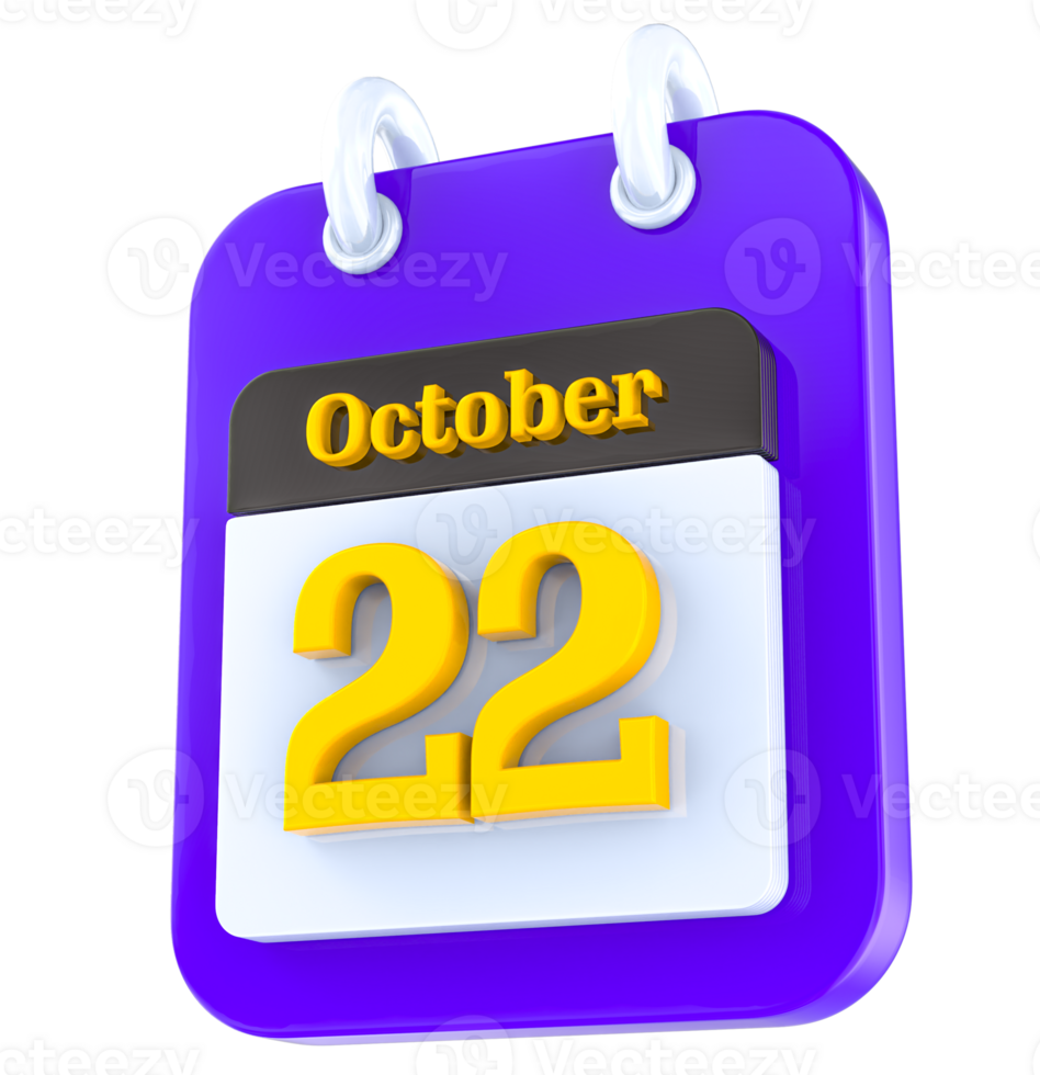 October calendar 3D day 22 png