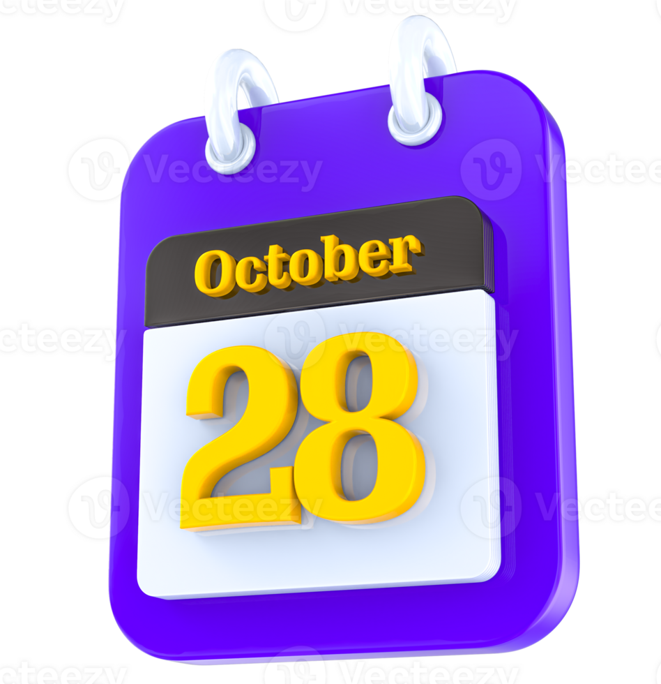 octubre calendario 3d día 28 png