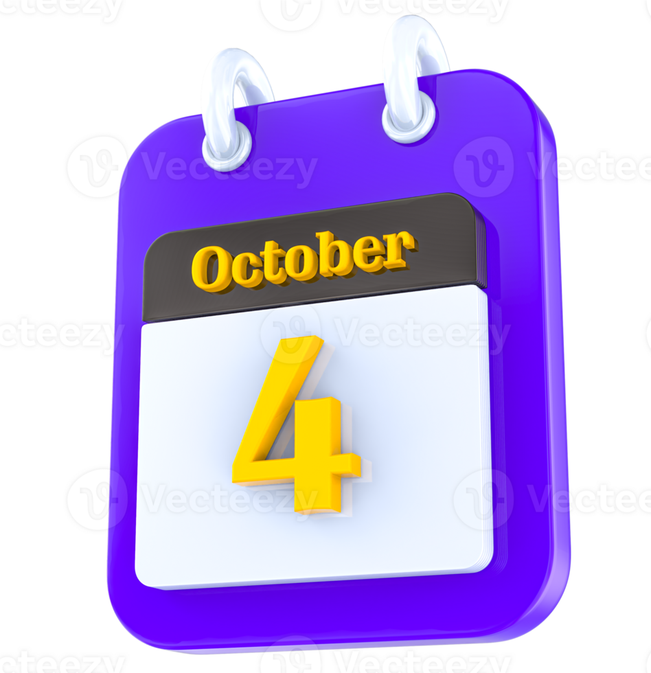 October calendar 3D day 4 png