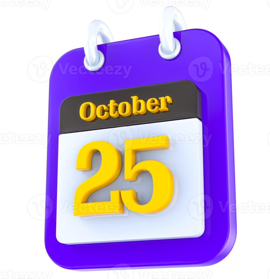 October calendar 3D day 25 png