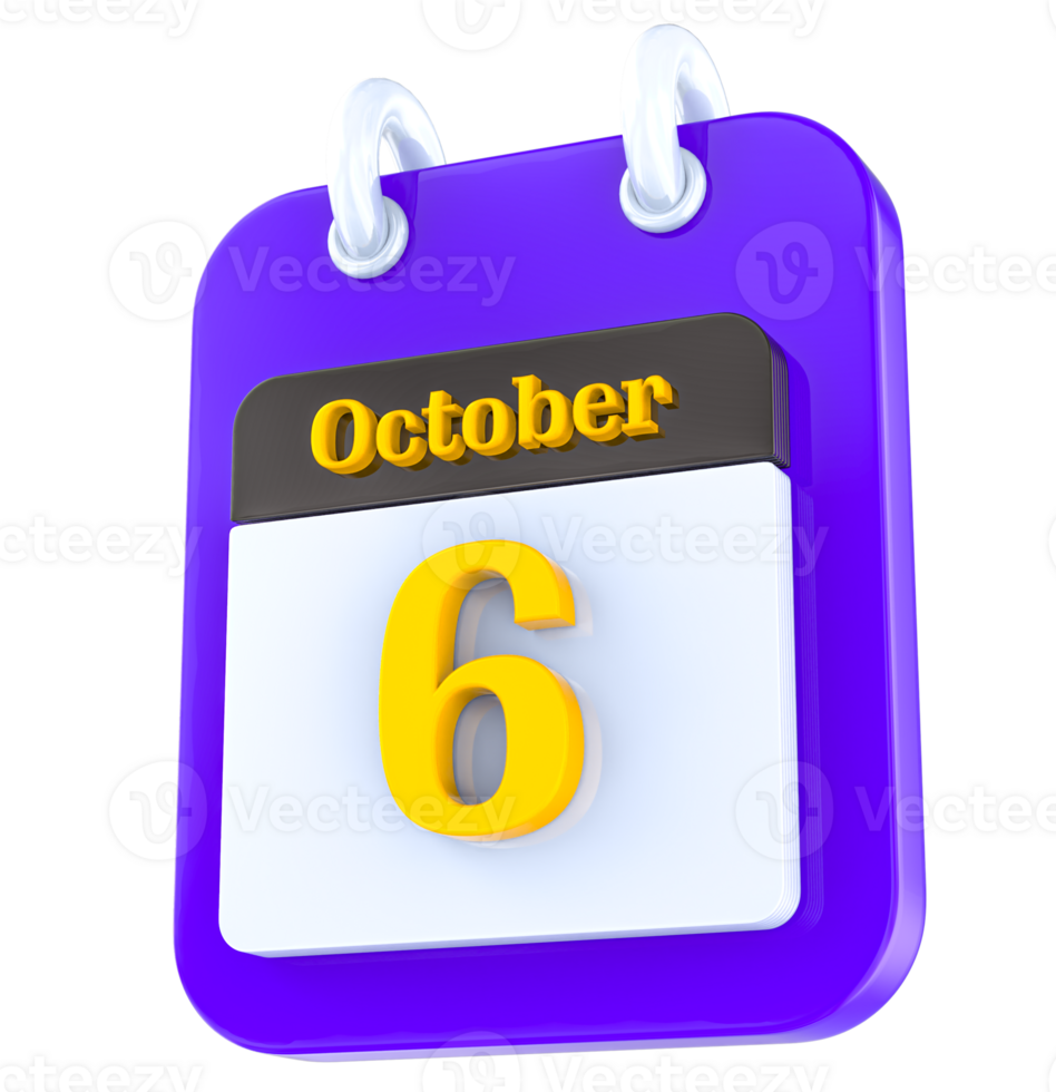 October calendar 3D day 6 png