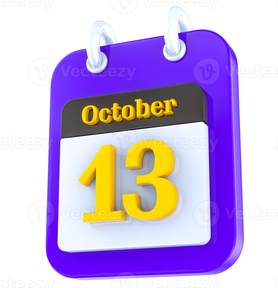 October calendar 3D day 13 png