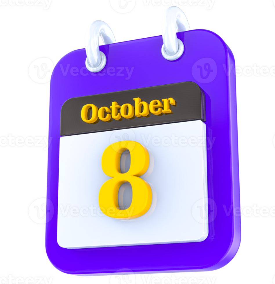 October calendar 3D day 8 png