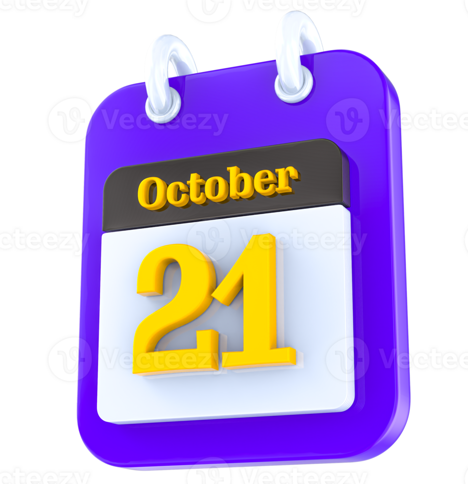 October calendar 3D day 21 png