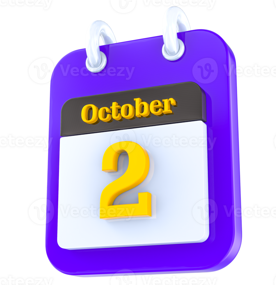 October calendar 3D day 2 png