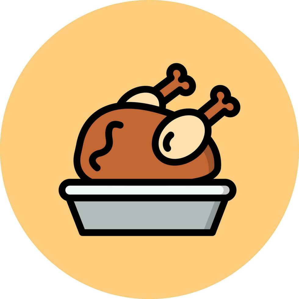 Roast Chicken Vector Icon Design Illustration