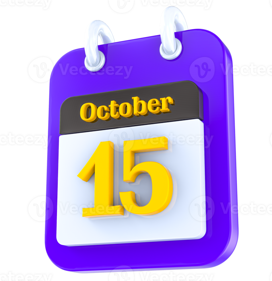 octubre calendario 3d día 15 png