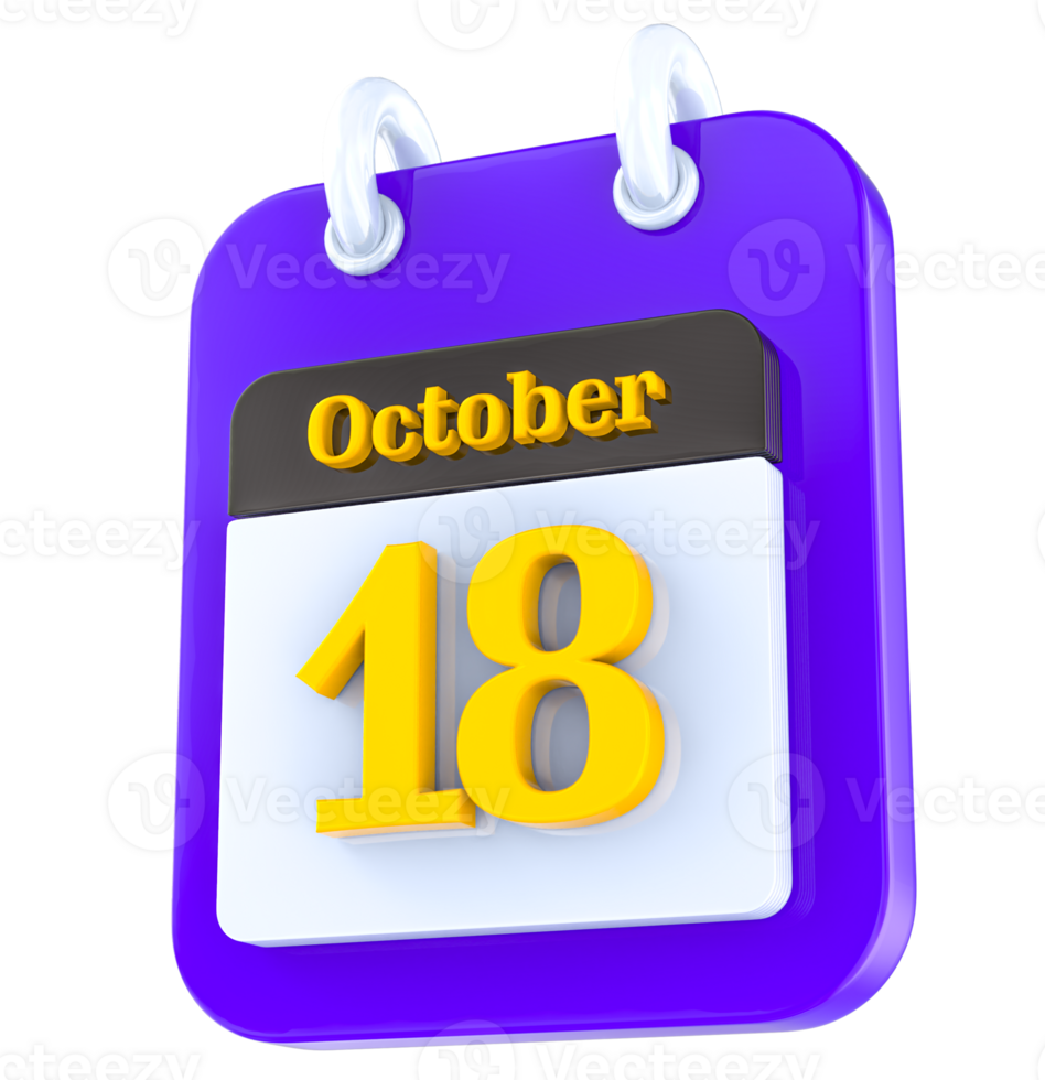 October calendar 3D day 18 png