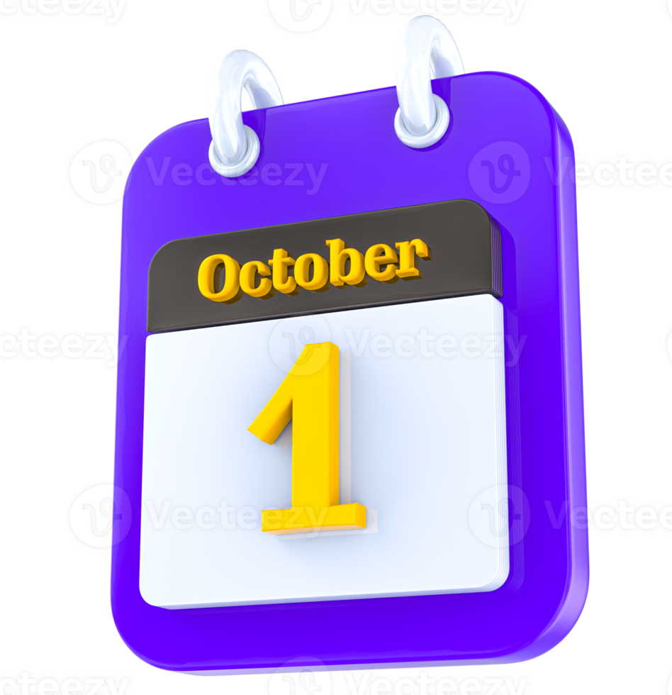 October calendar 3D day 1 png