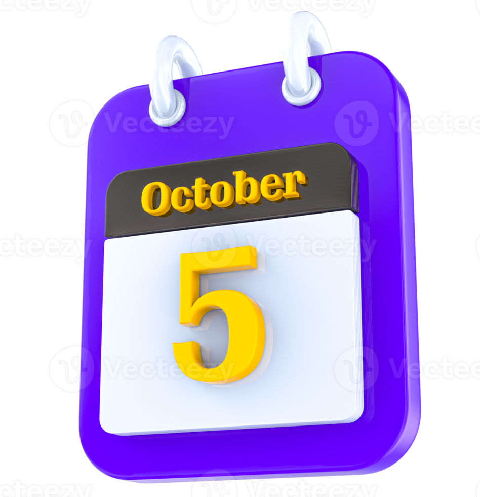 October calendar 3D day 5 png