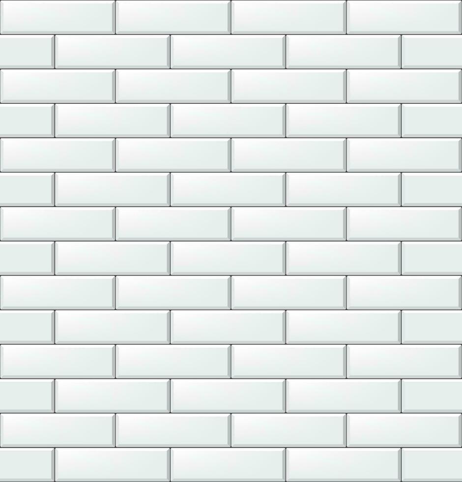 Seamless pattern with modern rectangular brick white tiles. Realistic horizontal texture. Vector illustration.