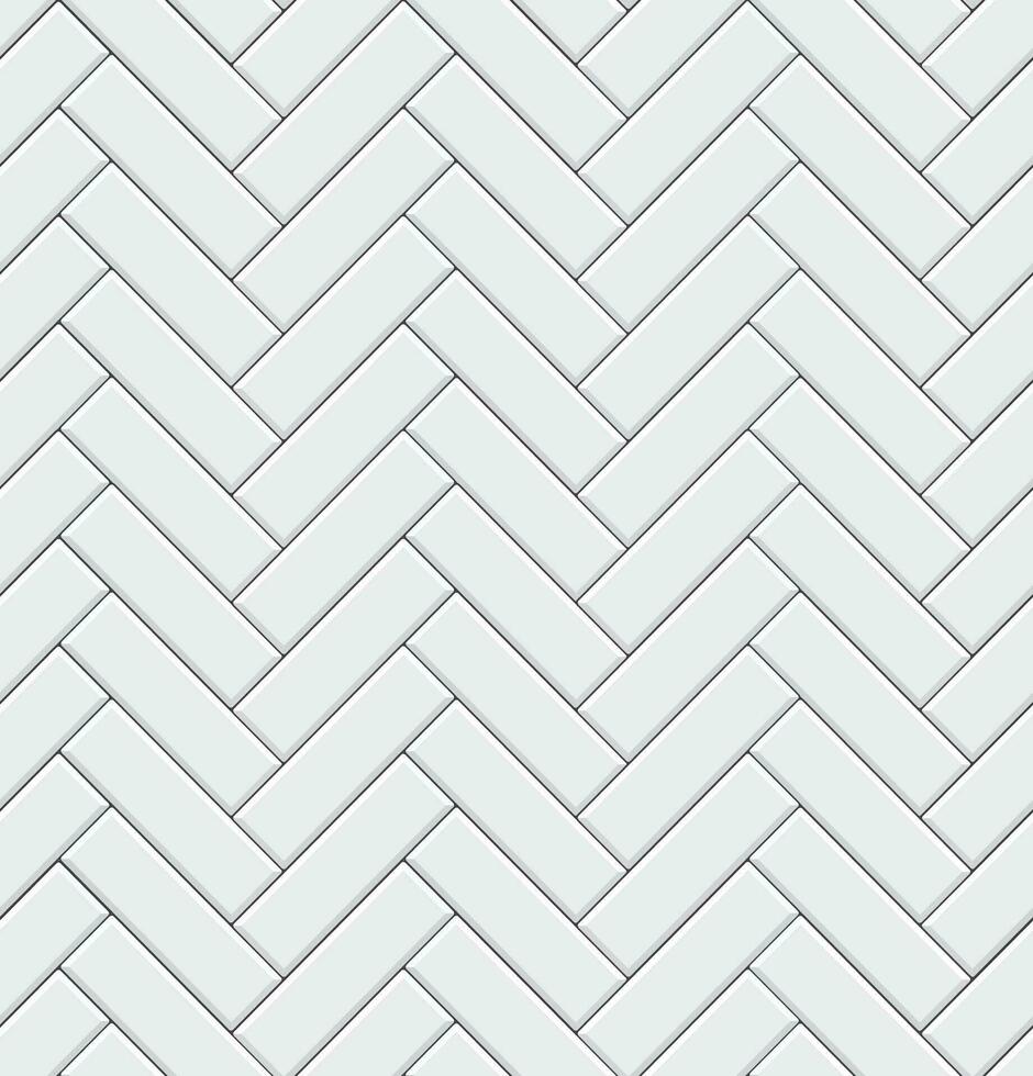 Seamless pattern with modern rectangular herringbone white tiles. Realistic diagonal texture. Vector illustration.