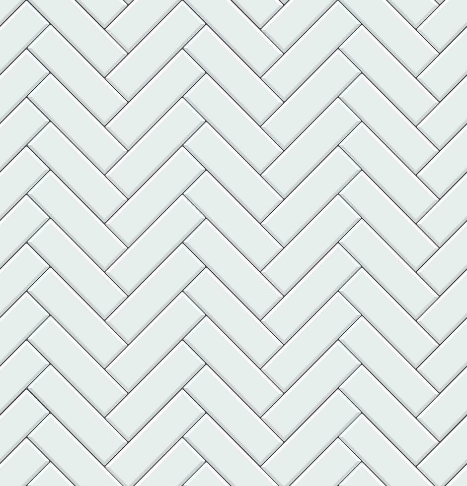 Seamless pattern with modern rectangular herringbone white tiles. Realistic diagonal texture. Vector illustration.