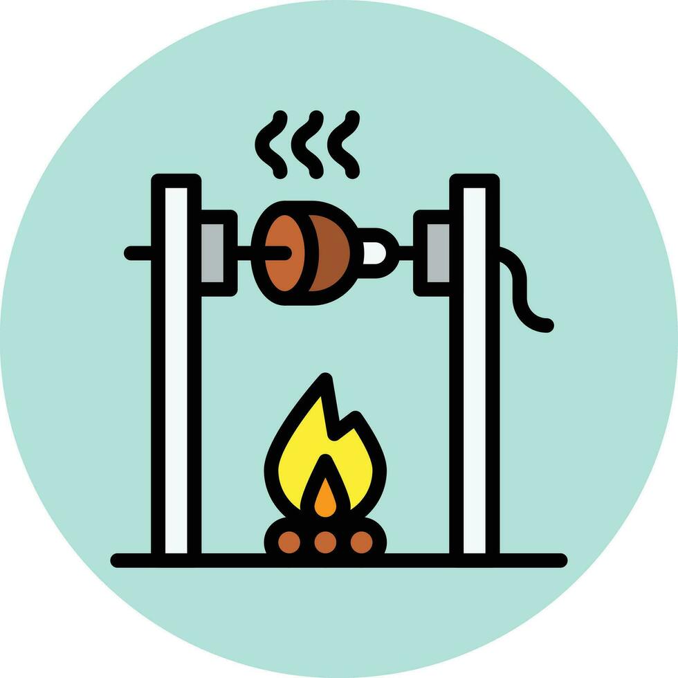 Medieval fire roasting Vector Icon Design Illustration