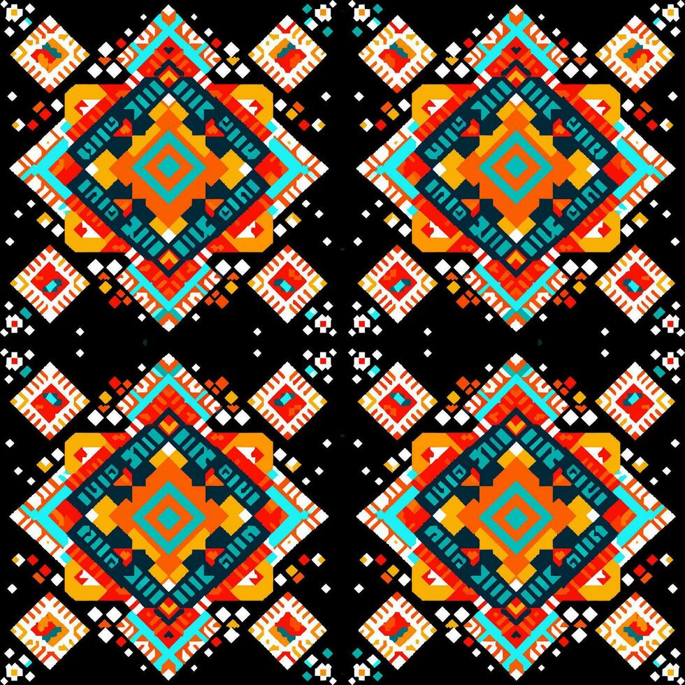 Geometric ethnic pattern. Pixel pattern. Design for clothing, fabric, background, wallpaper, wrapping, batik. Knitwear, Embroidery style. Aztec geometric art ornament print.Vector illustration vector