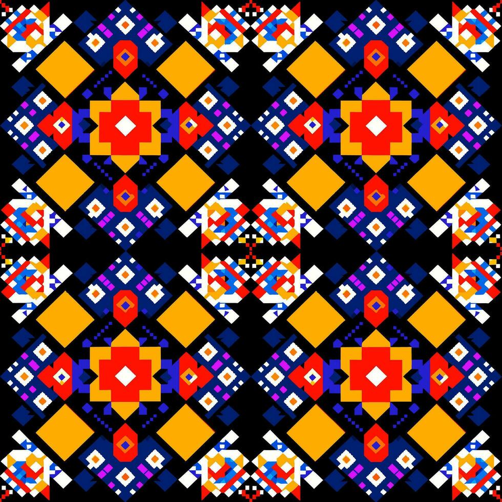 Geometric ethnic pattern. Pixel pattern. Design for clothing, fabric, background, wallpaper, wrapping, batik. Knitwear, Embroidery style. Aztec geometric art ornament print.Vector illustration vector