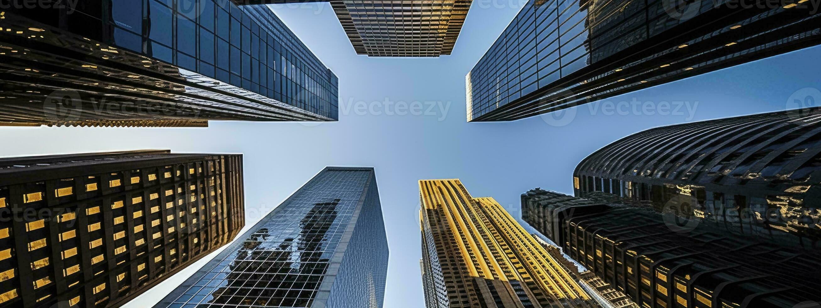Central Business District, Office building low angle photography, generative ai photo