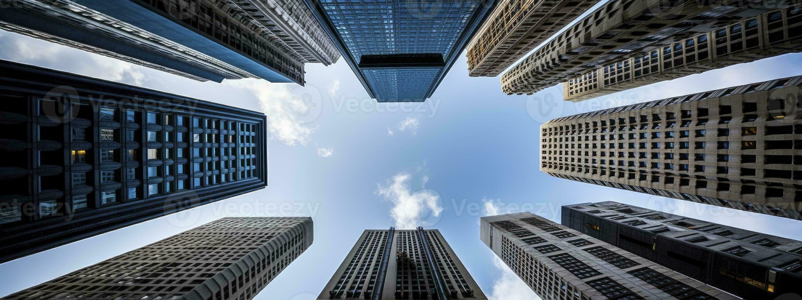 Central Business District, Office building low angle photography, generative ai photo