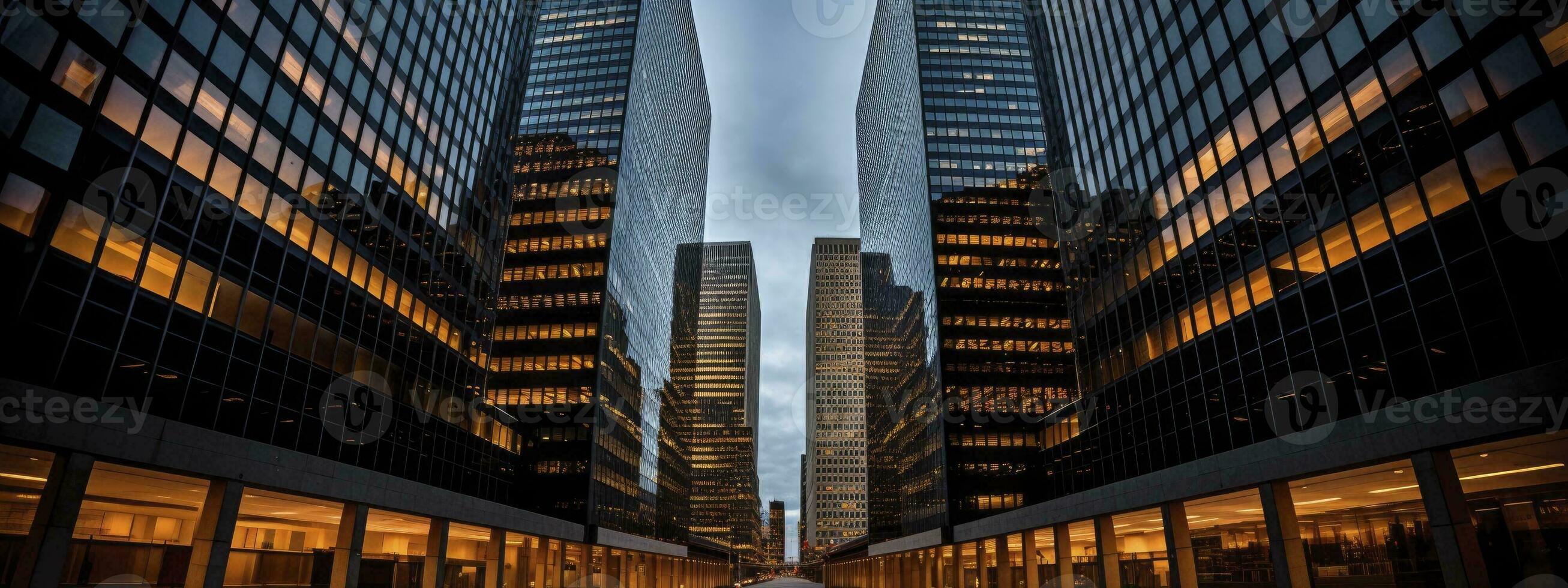 Central Business District, Office building low angle photography, generative ai photo