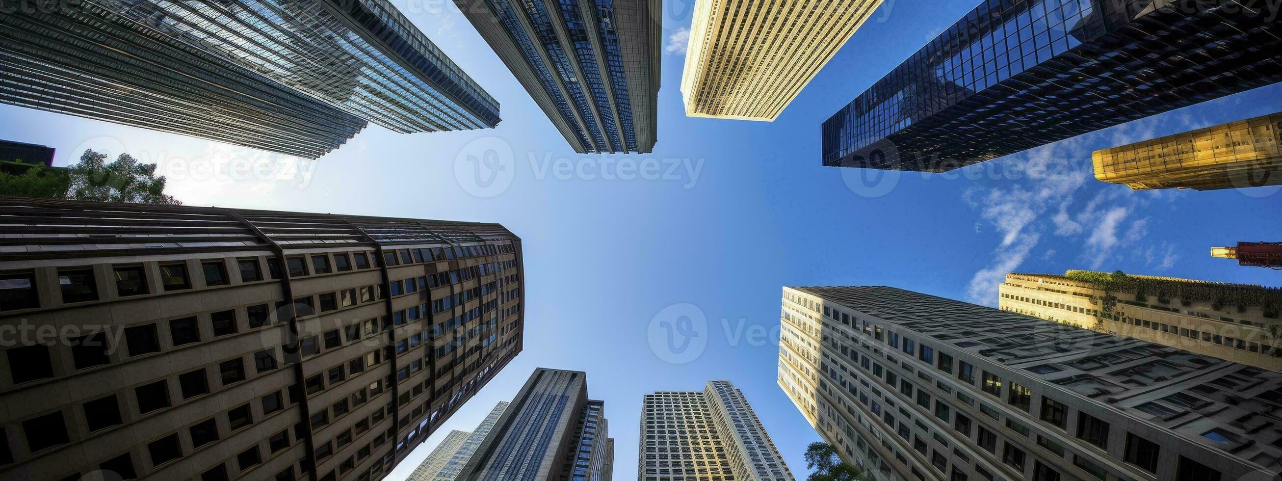 Central Business District, Office building low angle photography, generative ai photo