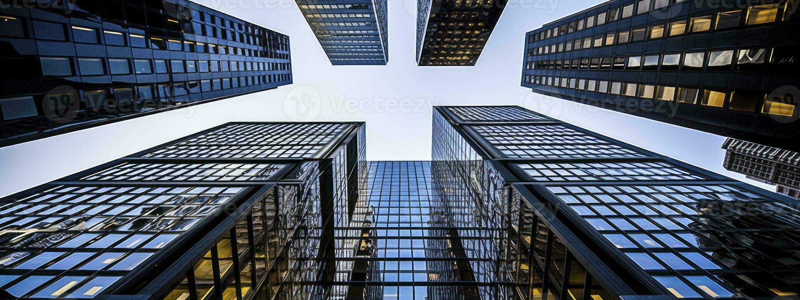 Central Business District, Office building low angle photography, generative ai photo