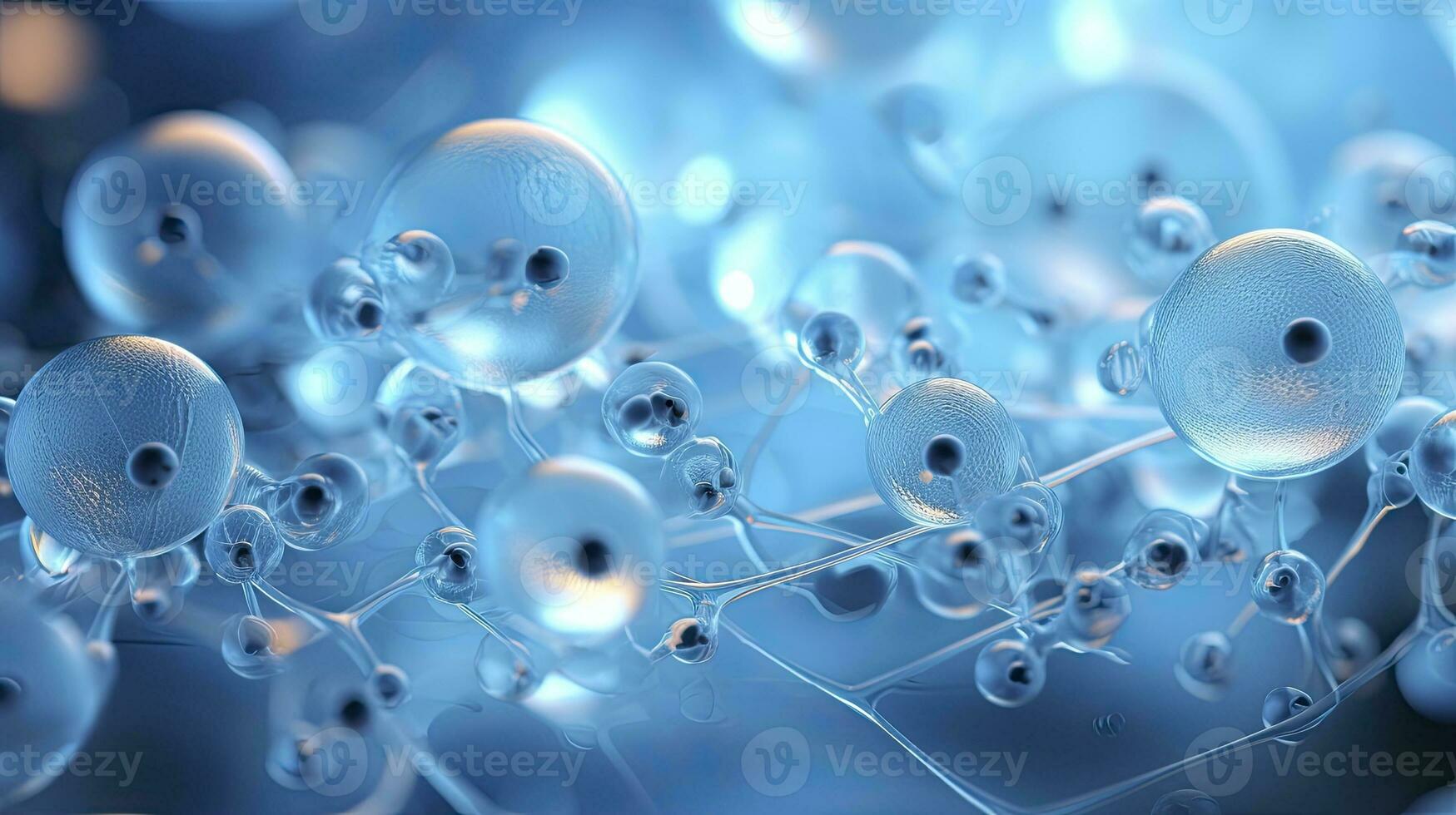 Molecular structure blue cells background fresh style, Generative AI photo