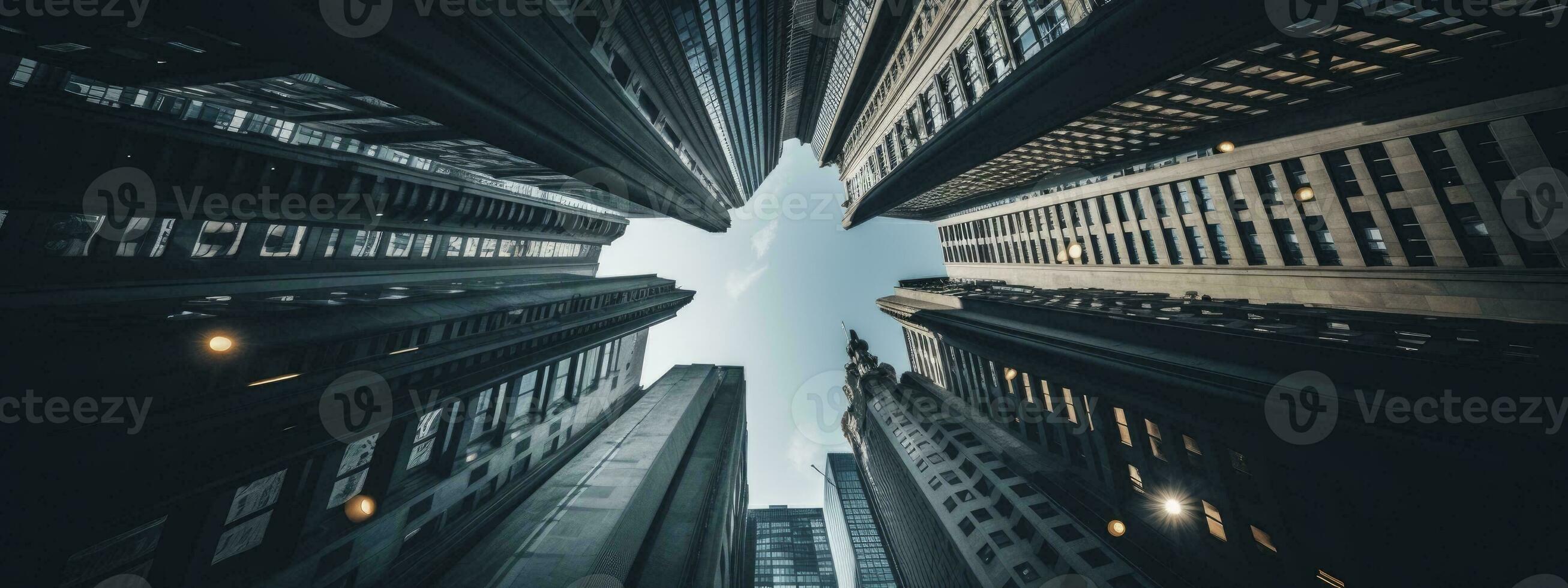 Central Business District, Office building low angle photography, generative ai photo