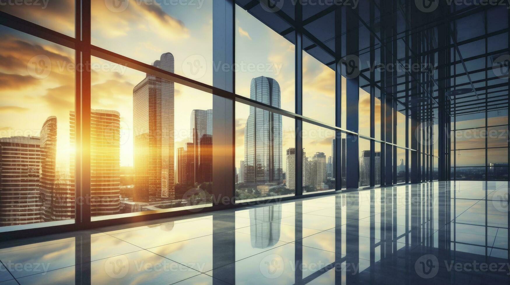 Architecture and construction rendering, Reflective business office building, Generative AI photo