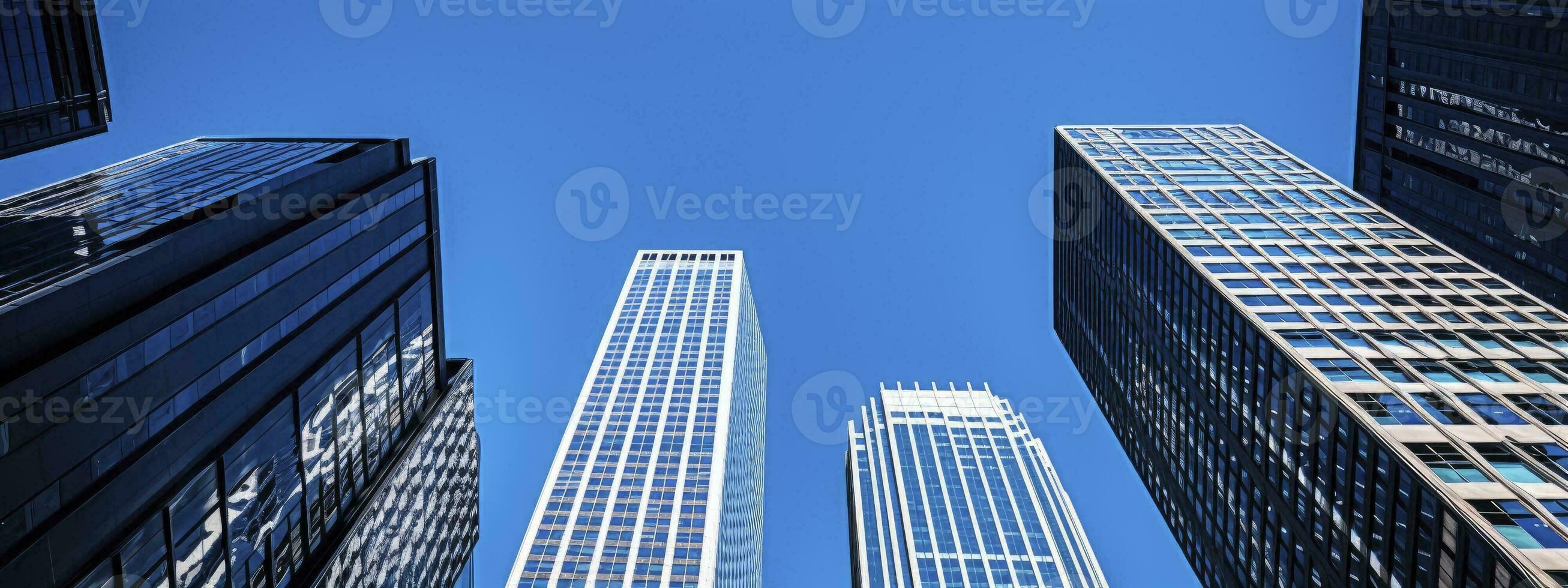 Central Business District, Office building low angle photography, generative ai photo