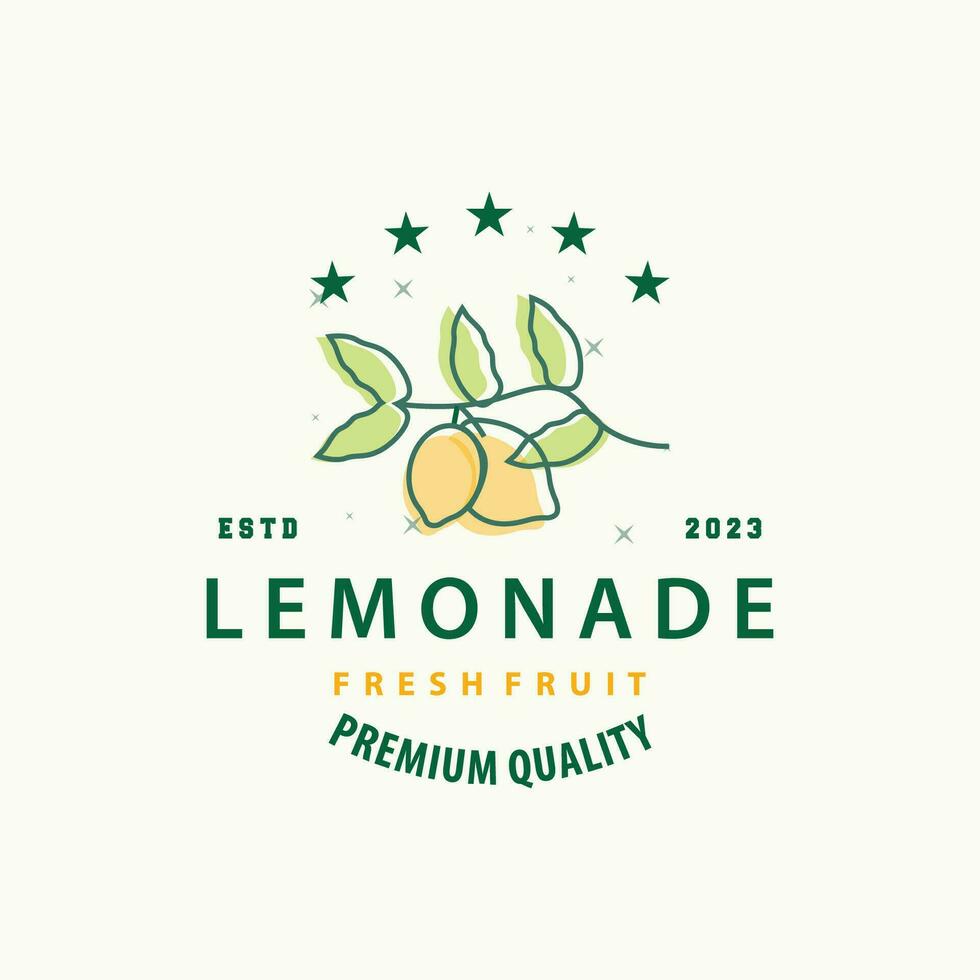 Lemon Logo, Fresh Lemon Juice Illustration Design For Minimalist, Elegant, Luxurious Plantation vector