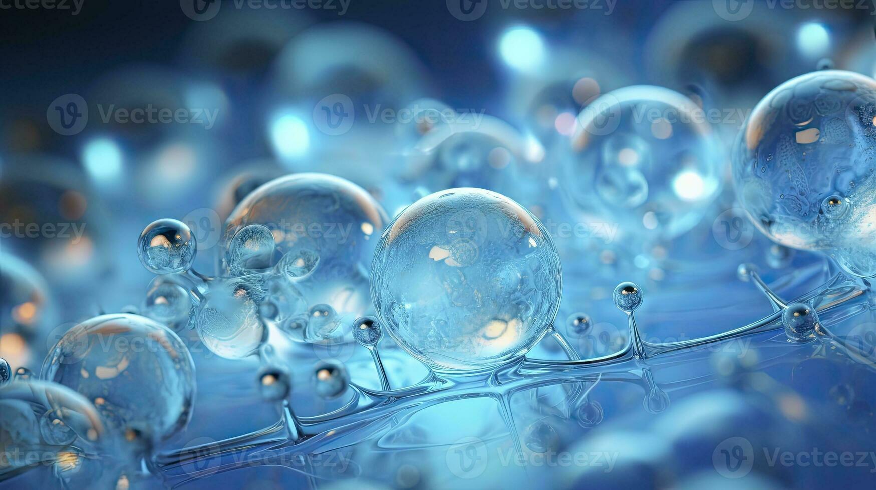 Molecular structure blue cells background fresh style, Generative AI photo