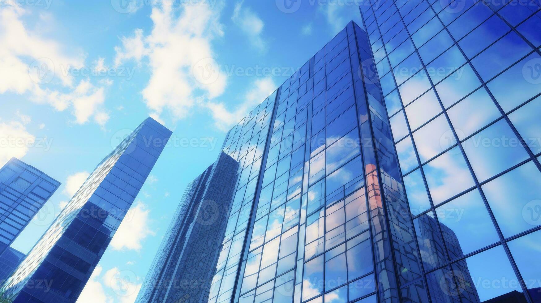 Architecture and construction rendering, Reflective business office building, Generative AI photo