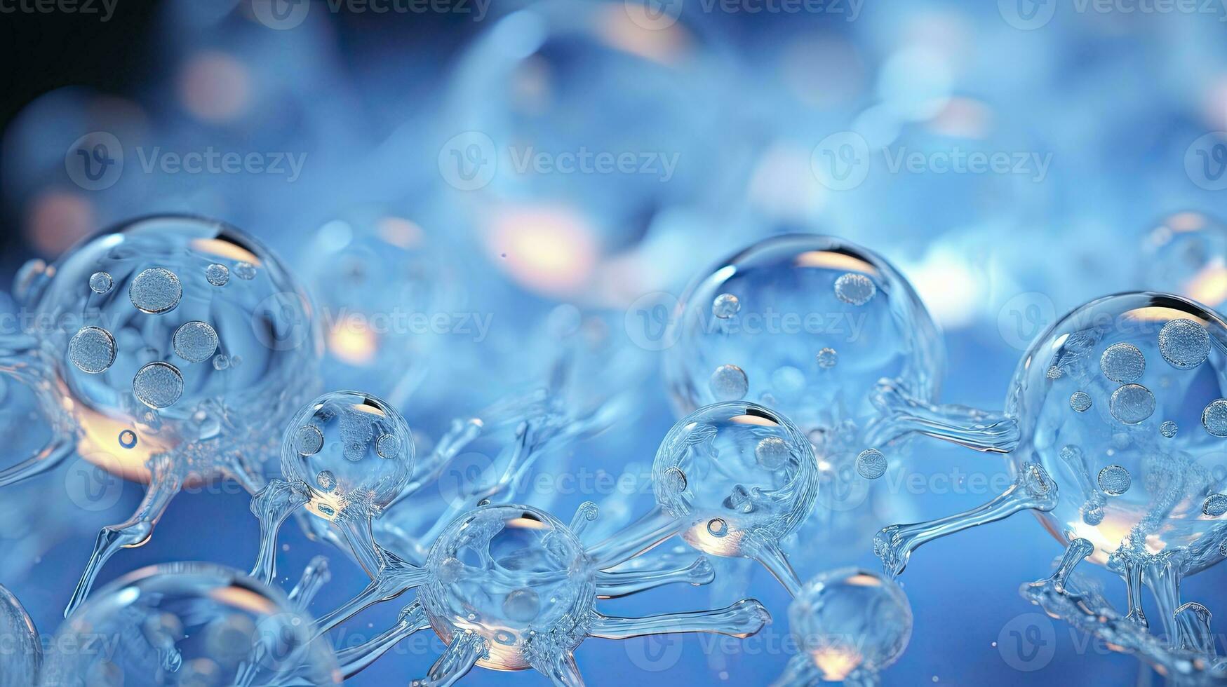 Molecular structure blue cells background fresh style, Generative AI photo