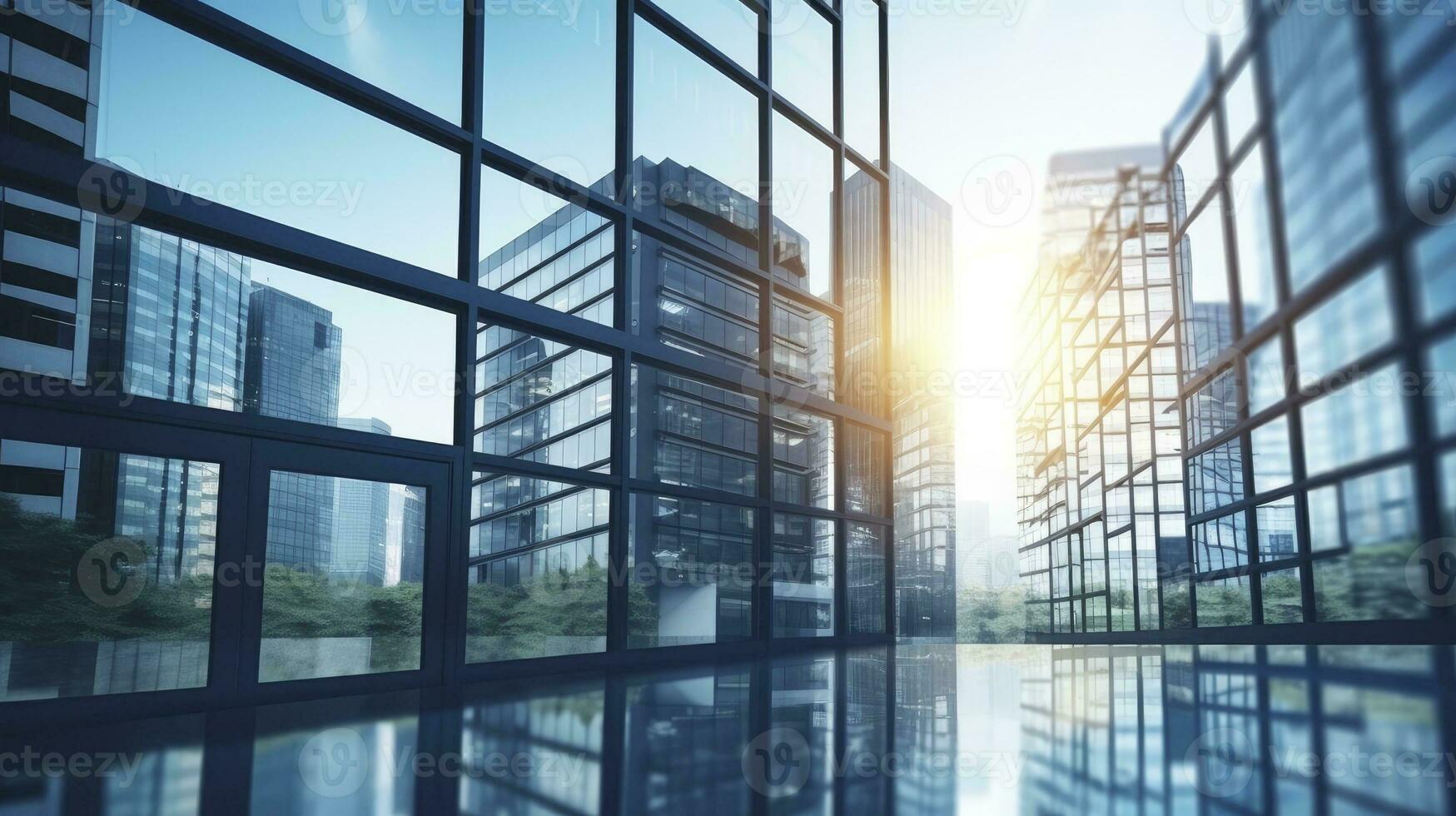 Architecture and construction rendering, Reflective business office building, Generative AI photo
