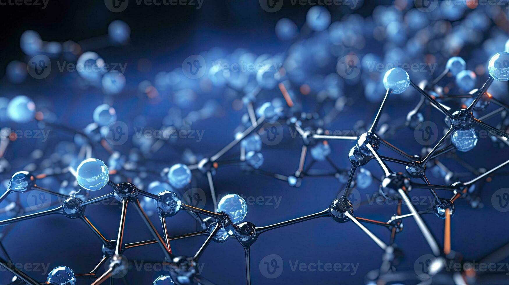 Molecular structure blue cells background fresh style, Generative AI photo