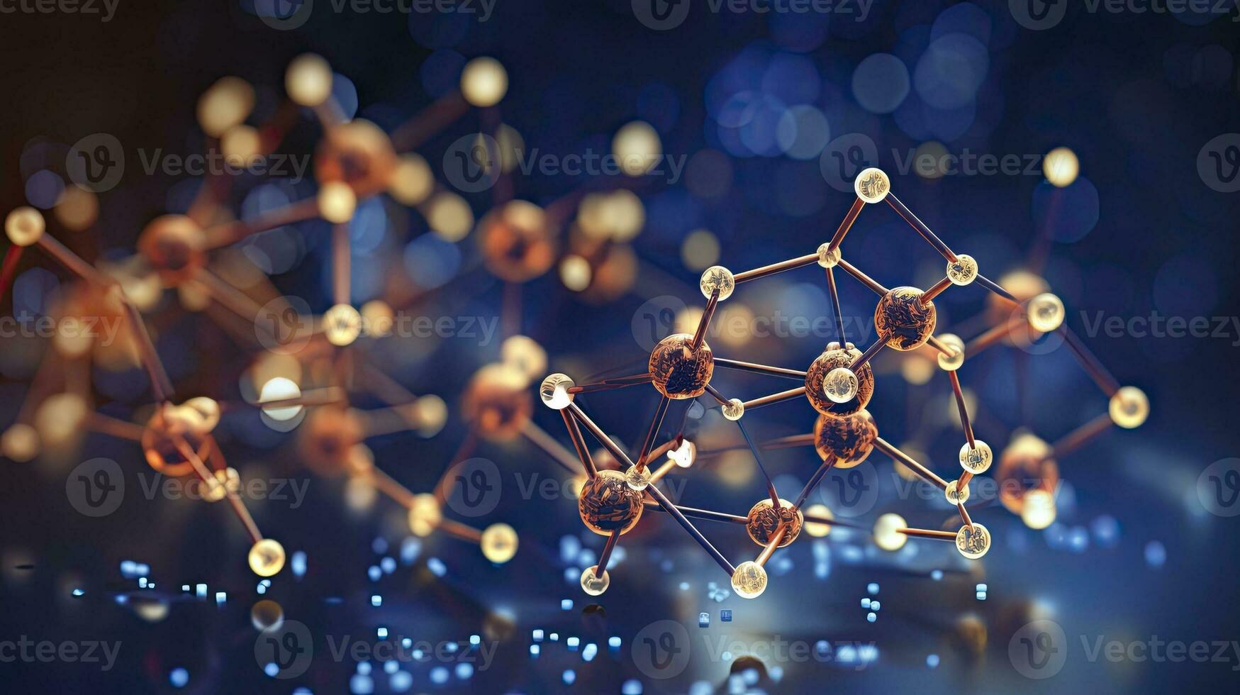 Molecular structure blue cells background fresh style, Generative AI photo