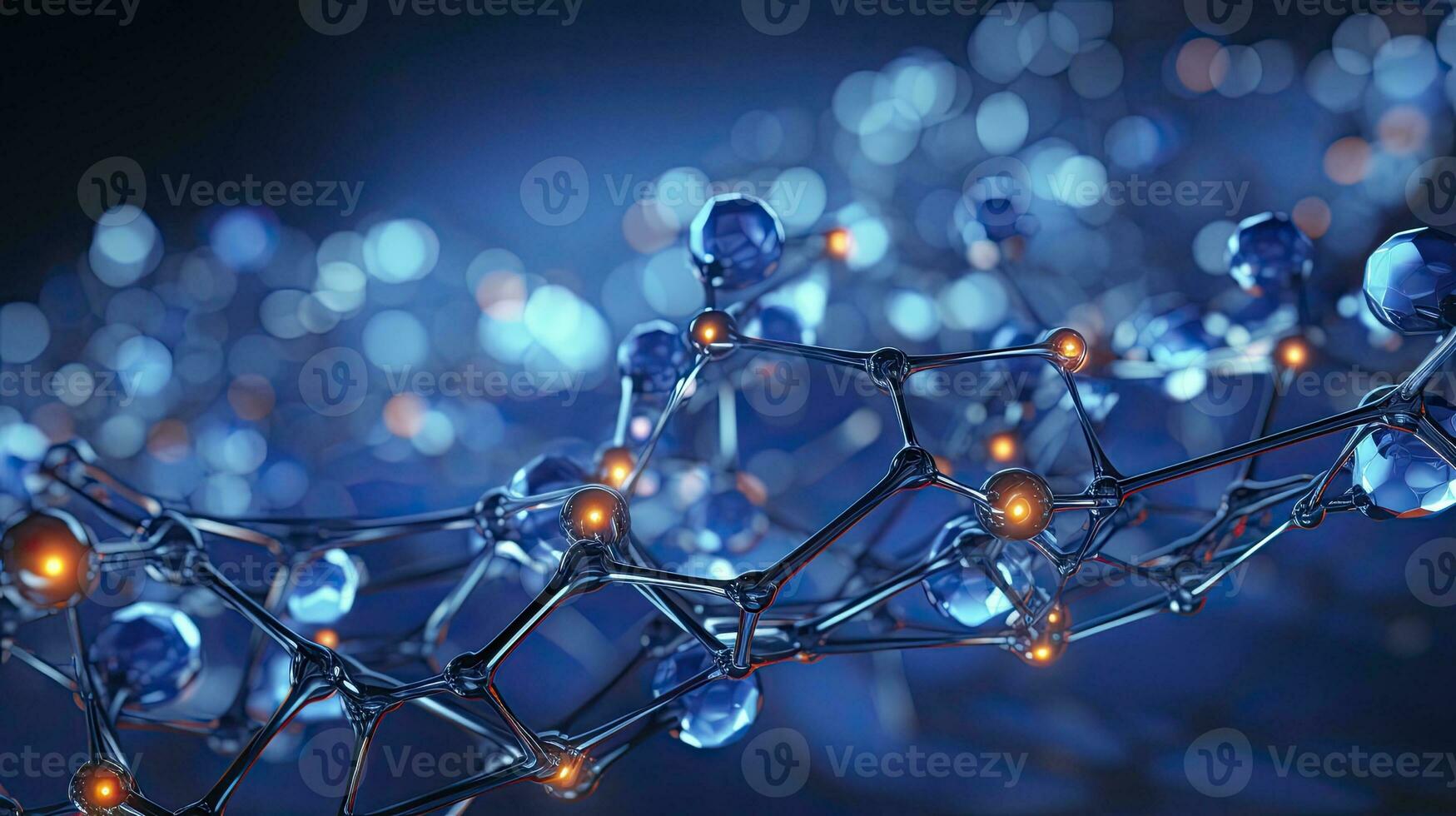 Molecular structure blue cells background fresh style, Generative AI photo