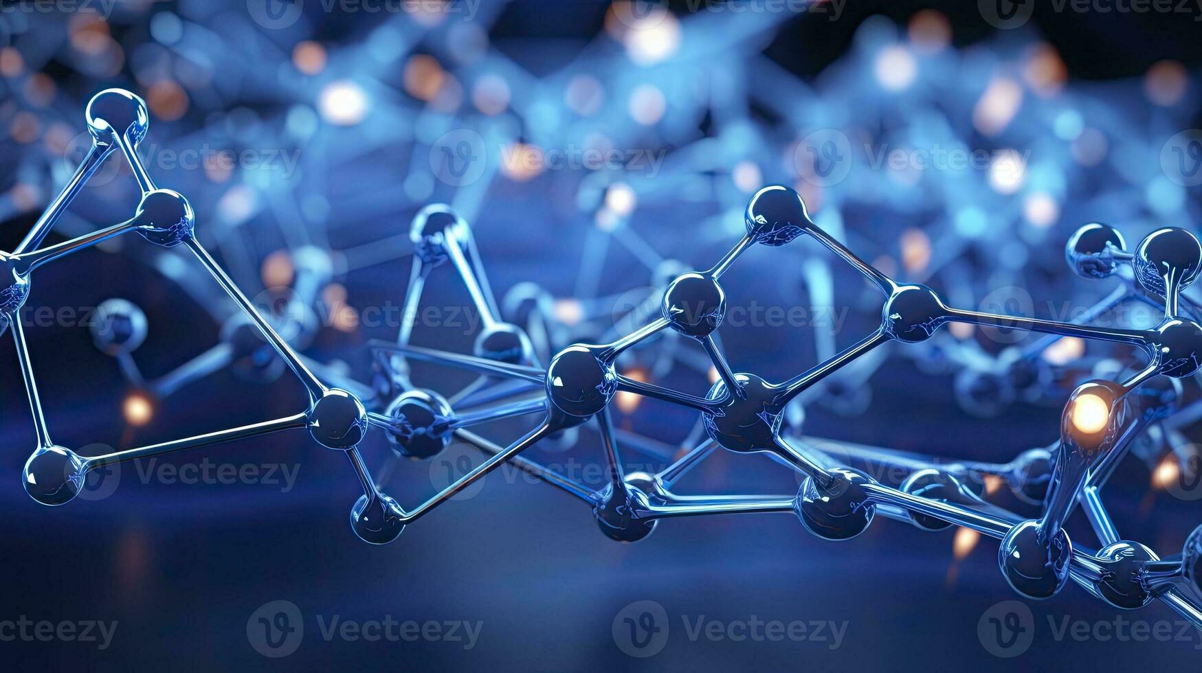 Molecular structure blue cells background fresh style, Generative AI photo