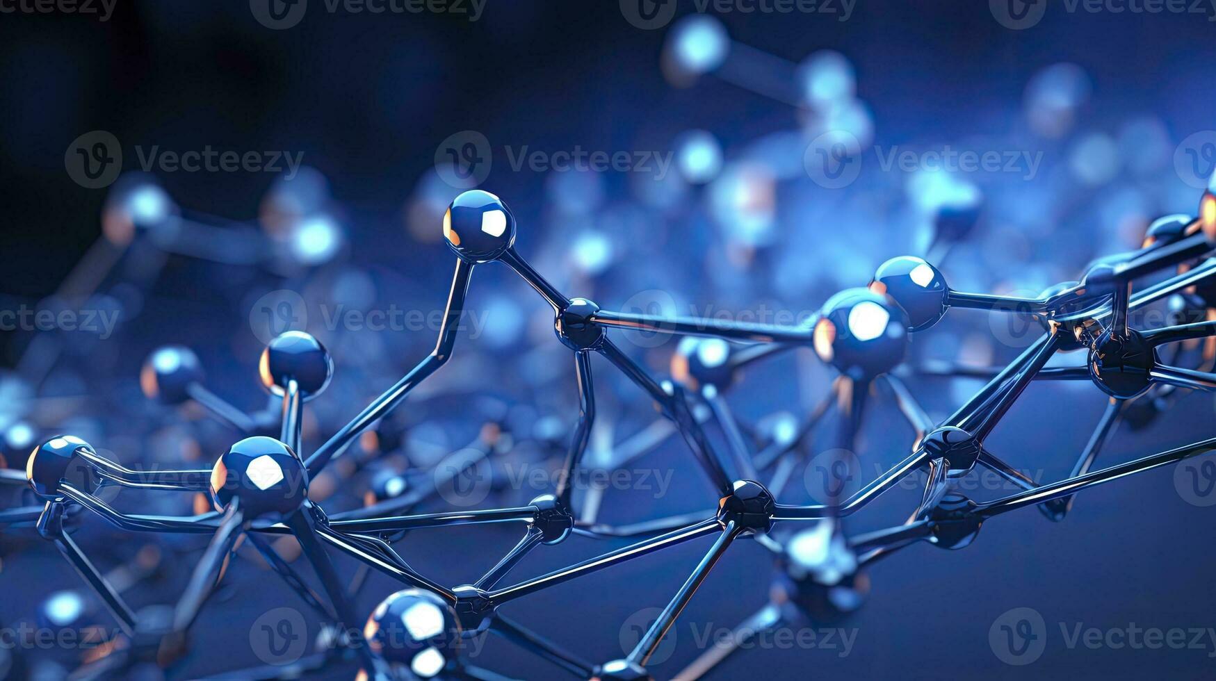 Molecular structure blue cells background fresh style, Generative AI photo
